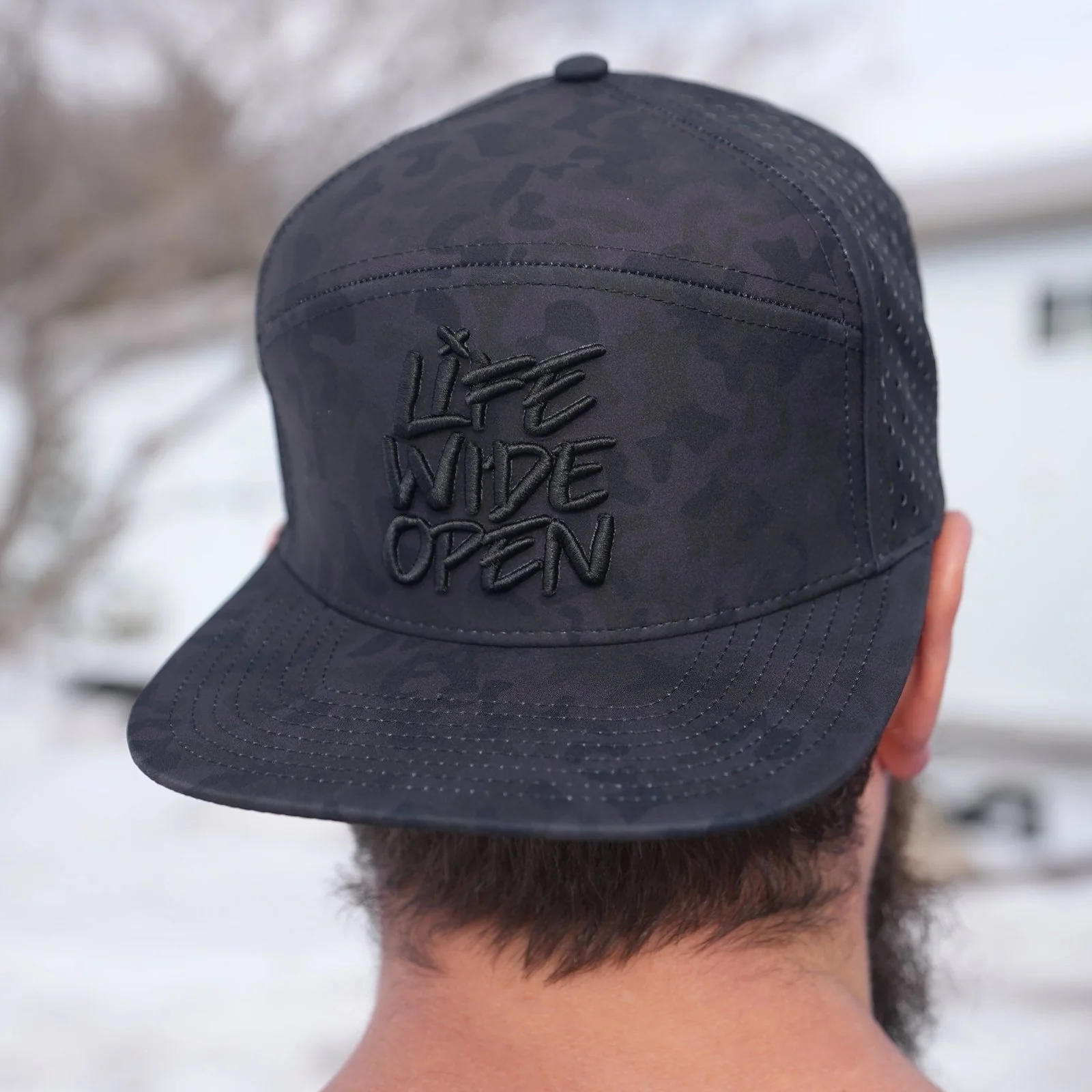 Black Camo 3D Flat Brim Hat - Image 5