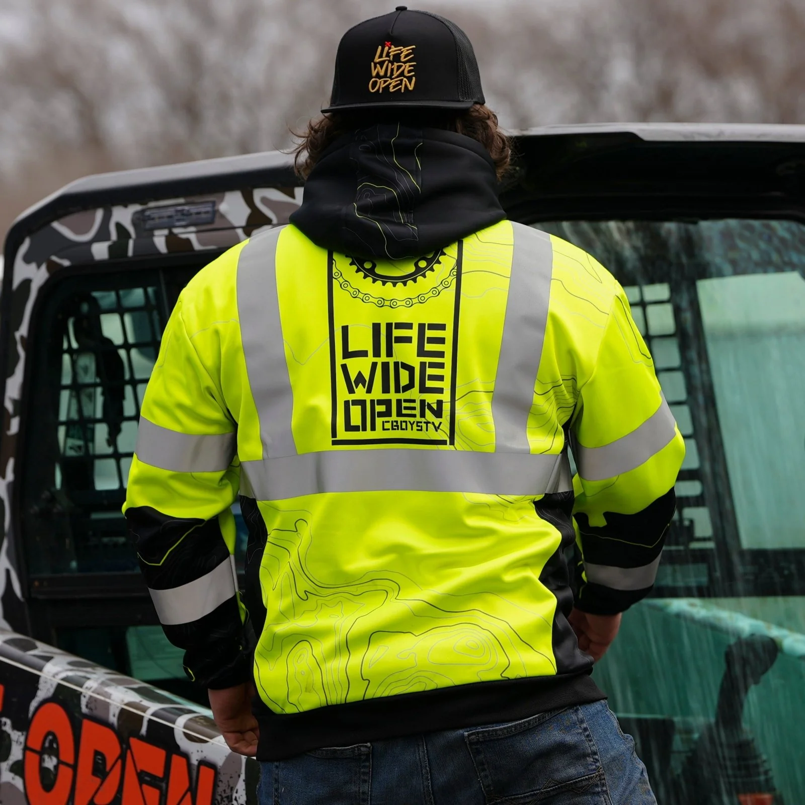 Hi-Vis Topographic Workwear Hoodie - Image 3