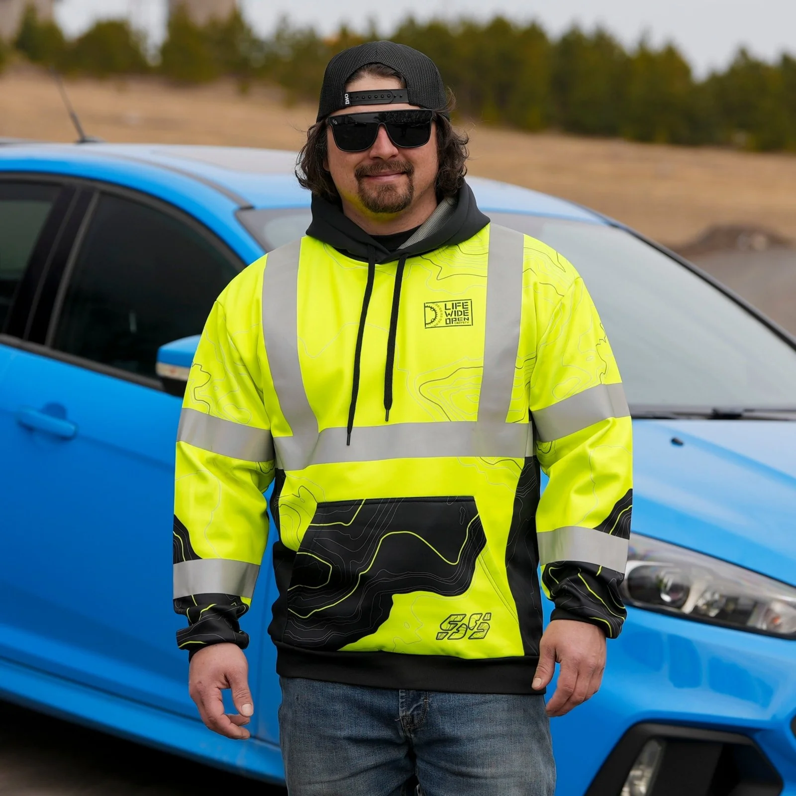 Hi-Vis Topographic Workwear Hoodie - Image 4